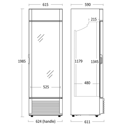 Display køleskab 339 liter - KK 421 E Scandomestic