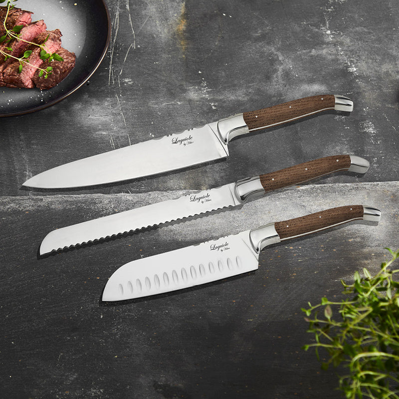Laguiole kokkeknive 3 stk. med egetræsskaft