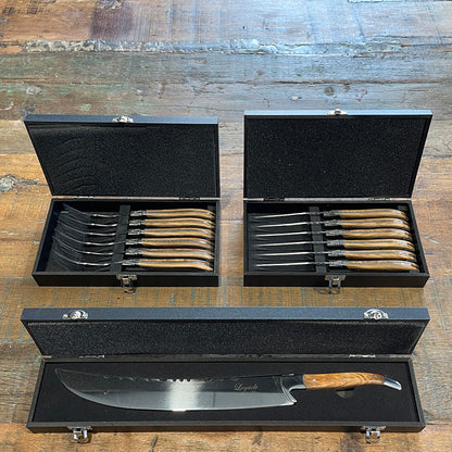 Laguiole pakkeløsning Knive, gafler og champagnesabel