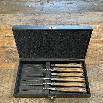 Laguiole Steakknive - skaft af natur oliventræ 6 stk.