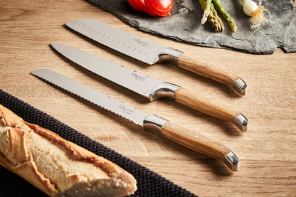 Laguiole køkkenknive 3 stk. + knivmagnet til væg
