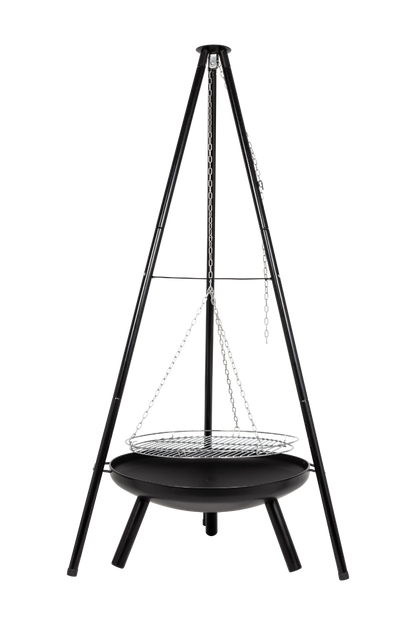 La Hacienda Tripod hængegrill i stål med bålfad og bæretaske