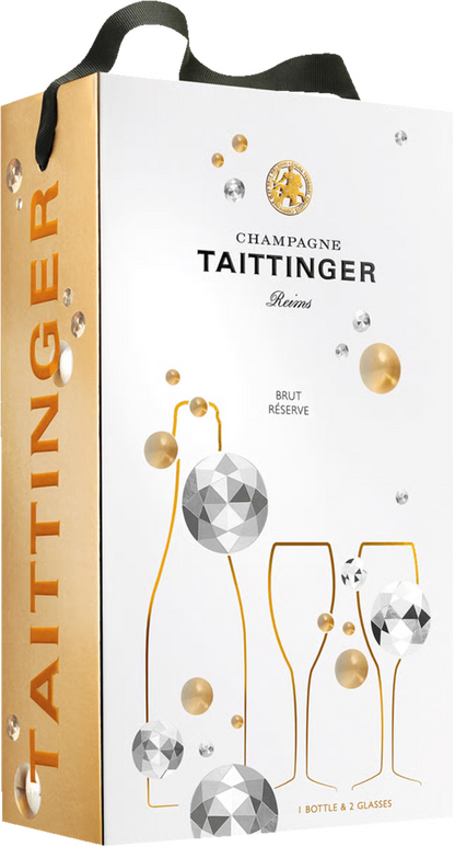 Champagne Taittinger Brut Gaveæske m. Glas