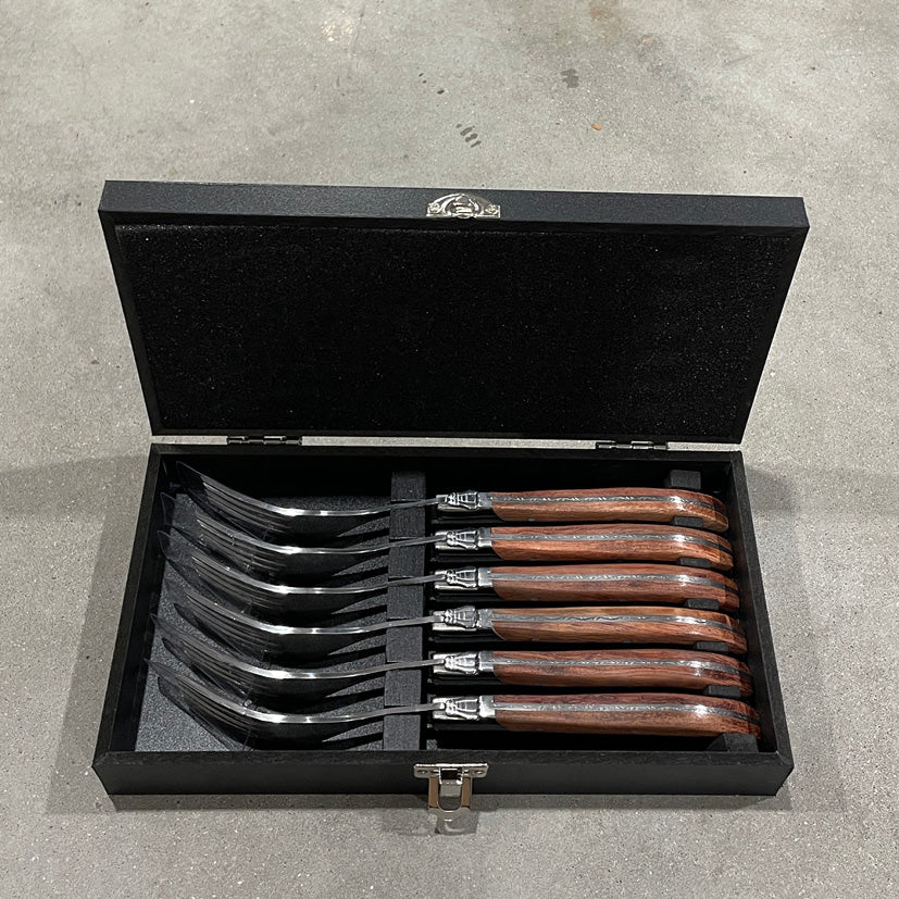 Laguiole Steakgafler - skaft af natur Rosewood 6 stk.