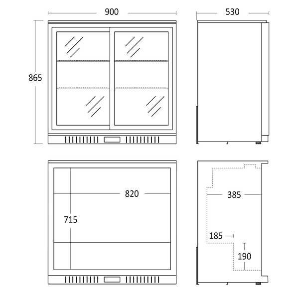 Barkøleskab med skydedøre 198 liter - SC 211 SLE Scandomestic