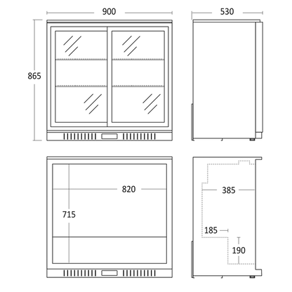 Barkøleskab med skydedøre 198 liter - SC 211 SLE Scandomestic