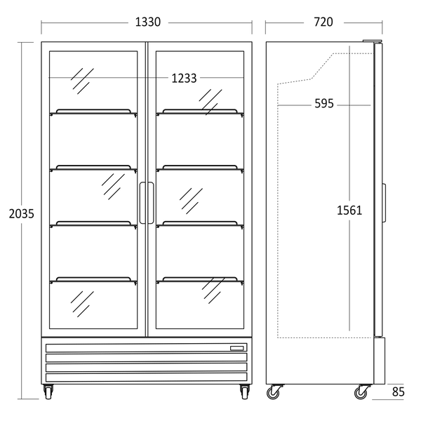Display køleskab 1093 liter sort - SD 1326 BE Scandomestic