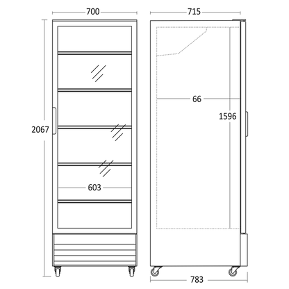 Display køleskab 592 liter sort - SD 726 BE Scandomestic