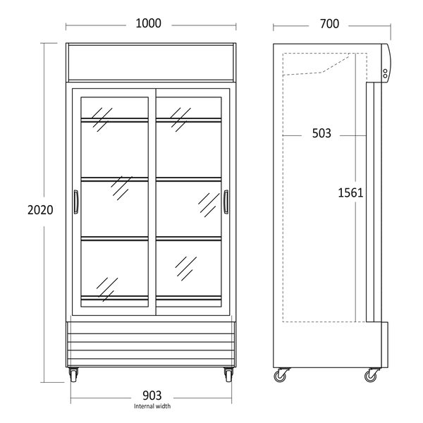 Display køleskab 690 liter - SD 802 SLE Scandomestic